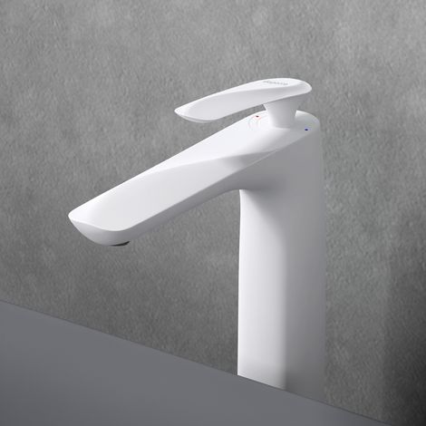 doporro® Diseño grifo mezclador monomando de 28cm para lavabo en blanco para uso práctico
