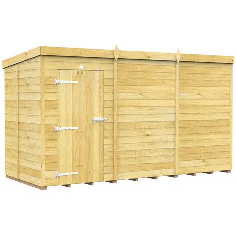 12 x 5 Feet Pent Shed - Single Door Without Windows - Wood - L147 x W358 x H201 cm