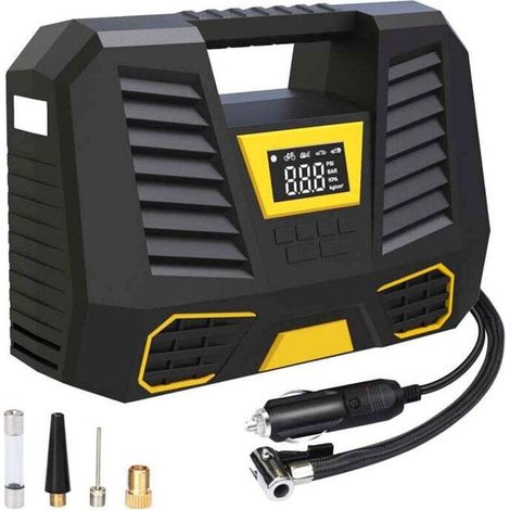 Inflador de neumáticos portátil de 12 V CC – Presión máxima 150 PSI – Pantalla LCD – Para coches, bicicletas, motocicletas, balones y colchones de aire. (1/5)