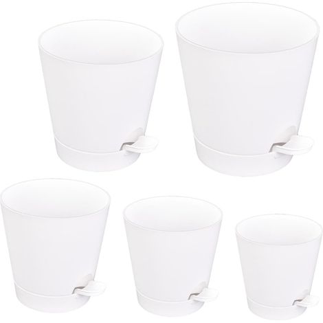 Pack de 5 Jardinières Rondes Lazy People à Arrosage Automatique pour Plantes D'intérieur (1/5)
