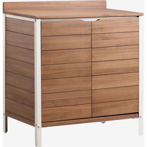 Modulo di stoccaggio per cucina modulare da esterno in legno di acacia e alluminio Reggie SKLUM (1/5)