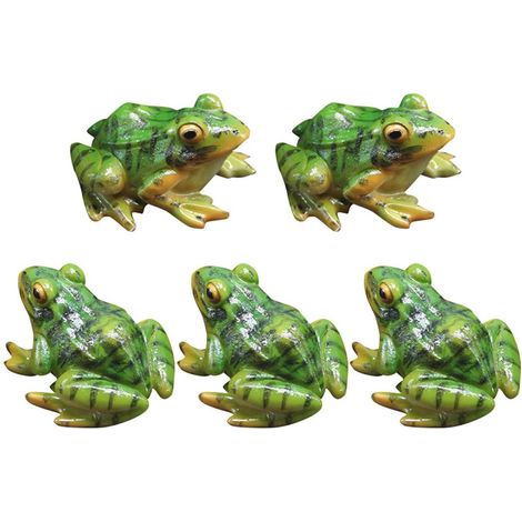 5 Figurines Grenouille Résine Miniatures, Décor Animalier pour Jardin, Terrasse ou Intérieur (1/5)