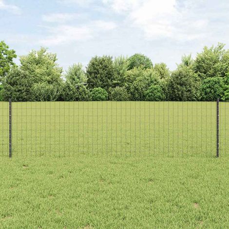 Zaun mit Pfosten Grau 0,6 x 10 m Stahl und PVC