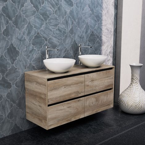 Inda - Meuble de salle de bain 4 tiroirs L.120 avec double vasque (1/5)