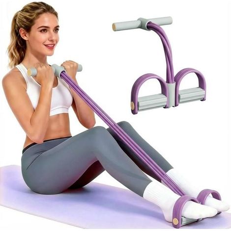 Bande de résistance pour pédales avec poignée, bande de résistance multifonctionnelle à six tubes, en caoutchouc naturel - Violet (1/5)