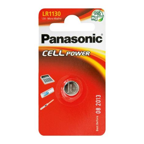 Panasonic – Pile bouton LR1130 1,5V – Pile alcaline 65 mAh pour montres et dispositifs médicaux – Température de fonctionnement -30°C à +60°C