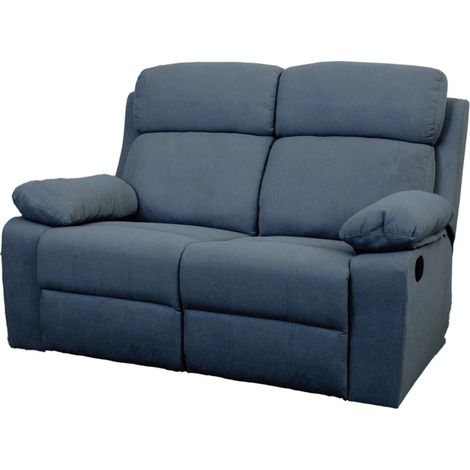 divano 2 posti bellahome "annika" con recliner manuale in tessuto blu, 145x93x101 cm (1/4)