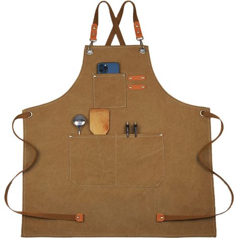 Tablier de barbecue homme, tablier de cuisine en toile avec poches et ceinture réglable, idéal pour grillade, pâtisserie artisanale (1/5)