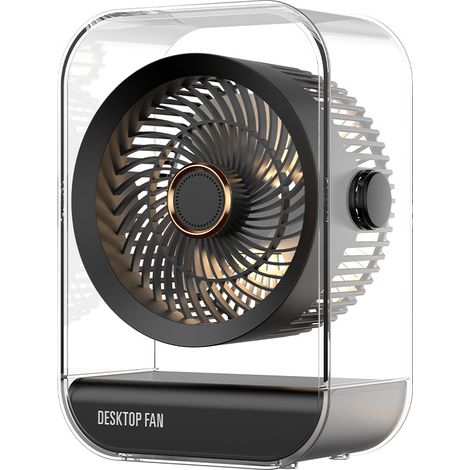 Ventilador portátil recargable, mini ventilador para exteriores y camping, 5 velocidades ajustables, ventilador de escritorio USB, color negro.