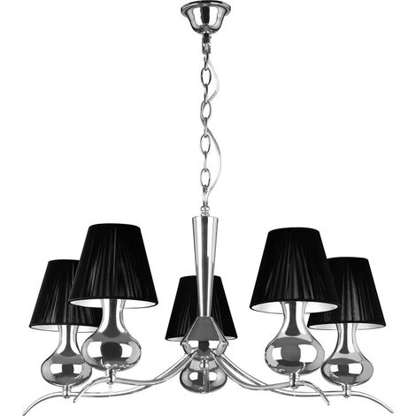 Premier Housewares 5 Arm Black Shades Pendant Light (1/2)