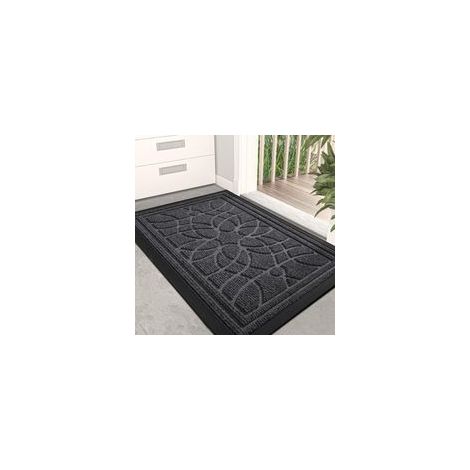 Paillasson extérieur gris foncé 60x90 cm, antidérapant et absorbant, lavable, idéal pour couloir, terrasse, jardin