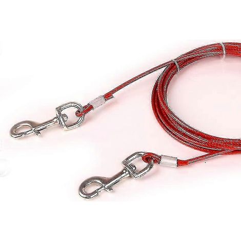 Câble d'attache pour chien Mimigo 3/5/10 m pour chiens jusqu'à 60 kg, en fil d'acier avec boucle double fixation en acier inoxydable, léger et durable, chaînes pour chiens O (1/3)