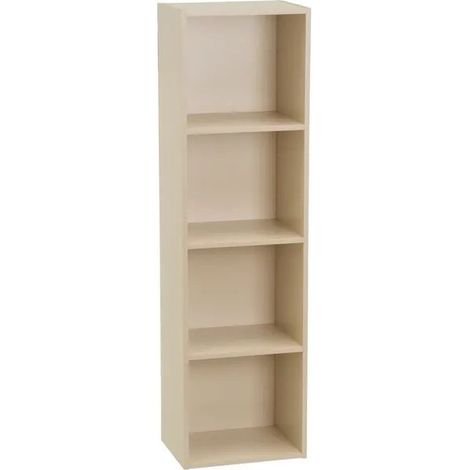 Etagère cube Meuble de Rangement Compact à 4 Niches ouvertes, Coloris Greige - Longueur 30 x Profondeur 24 x Hauteur 106 cm (1/5)