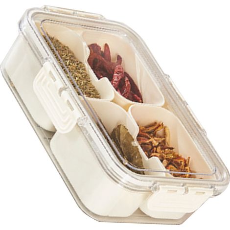 Boîte plastique congélateur compartiments alimentaire séparateur surgelés légumes fruits épices petit 4 cases (1/4)