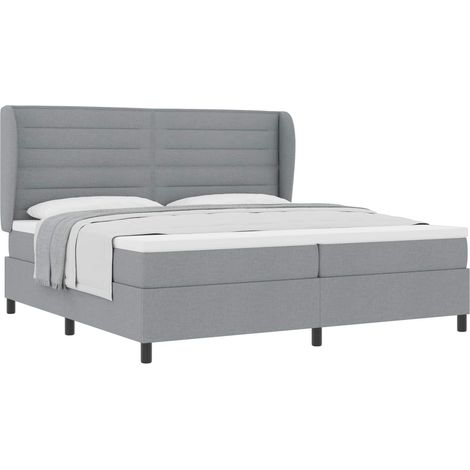 Maison Exclusive - Letto a molle con materasso Grigio chiaro 200 x 200 cm Tessuto (1/5)