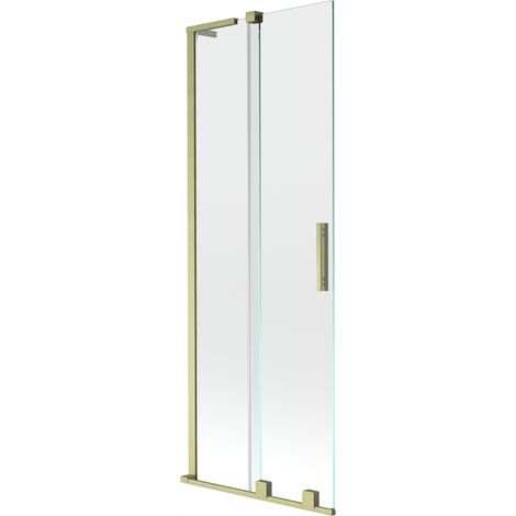 Mexen Velar L Badewannenabtrennung 2-flügelig Schiebbar 75 x 150 cm, transparent, gold gebürstet - 896-075-003-01-55