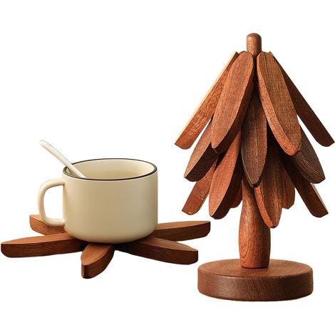 Verre en Forme Arbre essous e Th i re Pliable en Bois R (1/5)