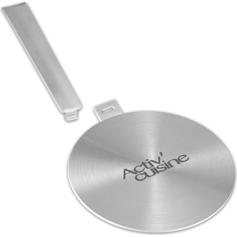 Adaptateur Induction Disque Plaque de Diffusion de Chaleur en acier inoxydable, avec inox poignée et Base séparables, Diffuseur à Induction Moka pour utiliser des Cafetières, 14CM (1/5)