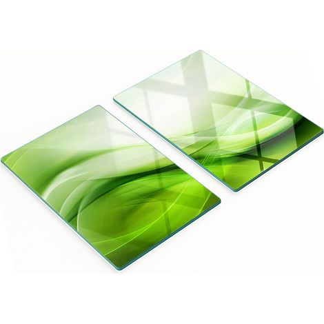 Taglieri da cucina decorativi in vetro con motivo onde verdi, 2x40x52 cm (1/5)