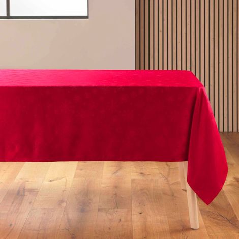 Nappe Jacquard Imprimé "Flocons" 140x240cm Rouge (1/4)