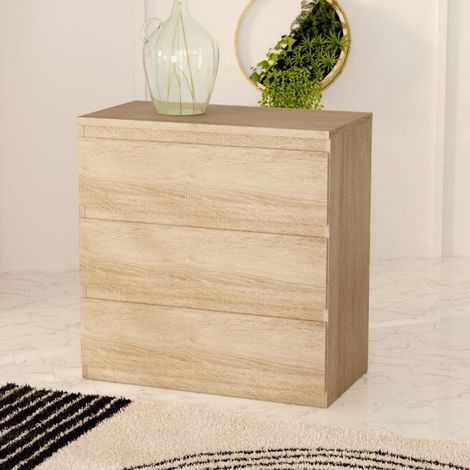 Cassettiera Morgan 3 cassetti 77.2x79.8x42.2 cm. colore rovere