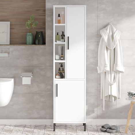 Locelso Armoire multifonctionnelle Mélamine blanche Epaisseur