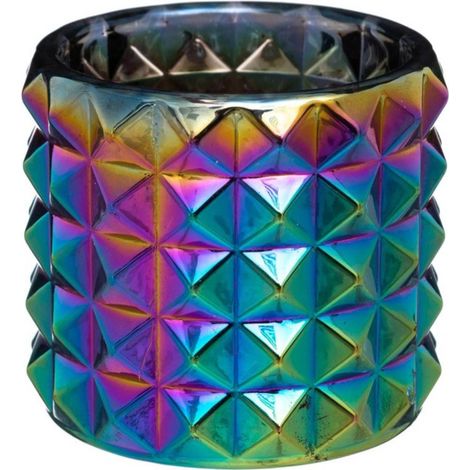 Photophore en Verre "Paon" 8cm Multicolore