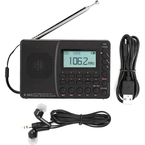 Lecteur Audio MP3 avec Radio FM, Affichage Numérique et Charge USB pour Personnes Âgées