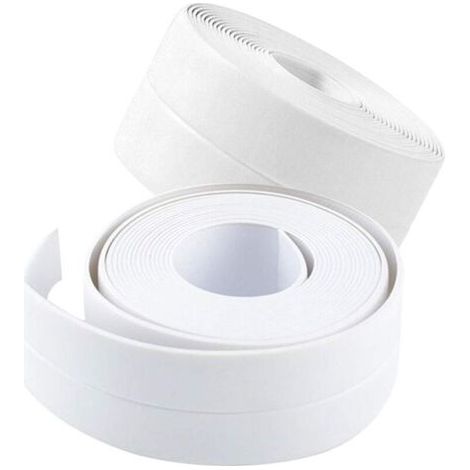 FLITI, selbstklebende PVC-Streifen für Küchenspüle, Toilette, Badezimmer, Dusche, Badewanne, 3,2 m x 3,8 cm, Weiß, 2 Stück