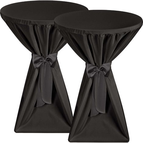 2X Housse de table haute Premium Opaque Noir Ø 70-75 cm