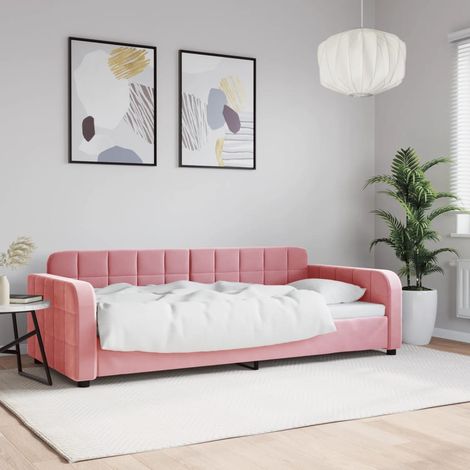 Sofá cama sin colchón terciopelo rosa 90x200 cm
