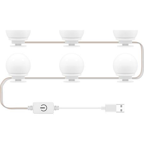 Kit d'éclairage pour miroir de salle de bain, 6 ampoules à intensité variable, lumières tricolores (miroir non inclus) (1/5)