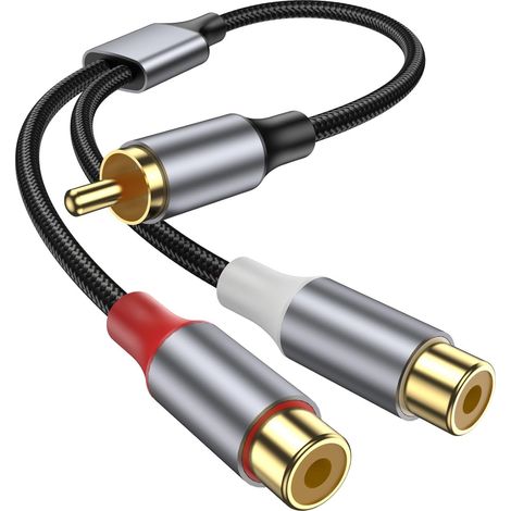 Câble audio RCA avec répartiteur, 1 fiche mâle vers 2 fiches femelles, câble audio-vidéo RCA en Y avec adaptateur de répartition pour amplificateurs, consoles de jeux, lecteurs CD (1/5)