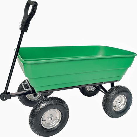 Anhänger, 4 Luftreifen, Kippladefläche, Stahlchassis, 125 Liter Fassungsvermögen, für den Garten (1/4)