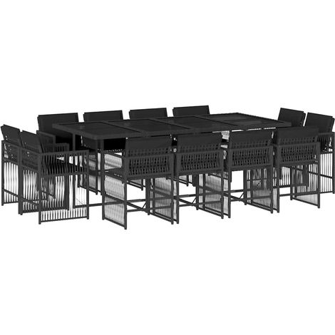 Maison Exclusive - Set da Pranzo da Giardino 13pz con Cuscini Nero in Polyrattan