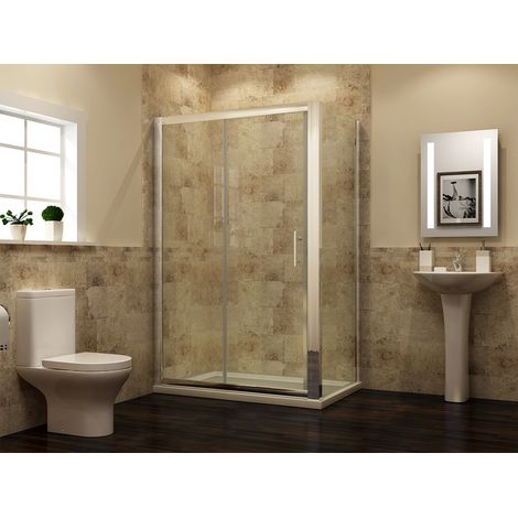 ELEGANT 1100mm Bathroom Sliding Door Shower Cabin 800mm Side Screen Panel 6mm Safety Tempered Glass Cubicle (1/5)