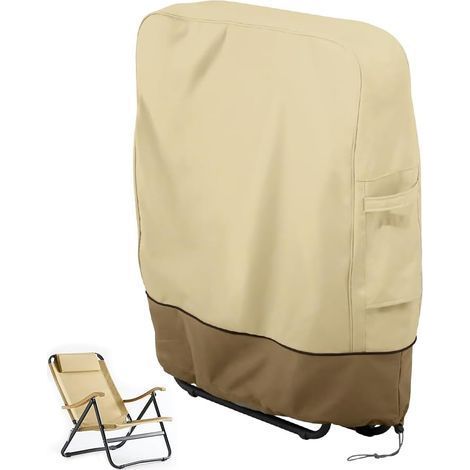 Housse Chaise Jardin, Housse de Protection pour Chaise Longue Pliante, Pliante BâChe Oxford Housse Transat Jardin pour Chaises Empilables Anti-UV, Imperméable, Anti-poussière (1/5)