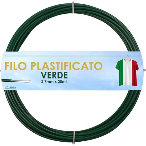 Filo Bucato Stendibiancheria acciaio Plastificato Verde 2,7mm x 20m - Resistente e Antiruggine - Prodotto italiano