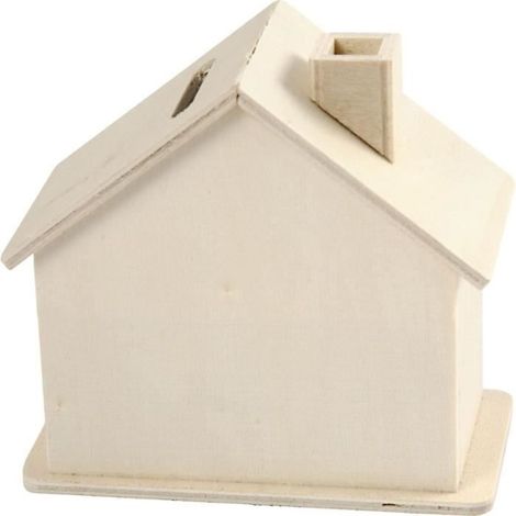 Tirelire en Bois - Rectangulaire - Beige - 10,1x10x5,4 cm - 10 Pièces