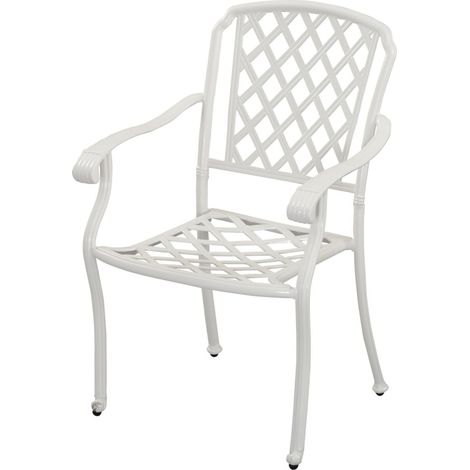 Inko Stapelstuhl Rocco Alu-Guss 65x64x92,5 cm Gartenstuhl stapelbar 2 Farben zur Wahl Weiß (1/5)