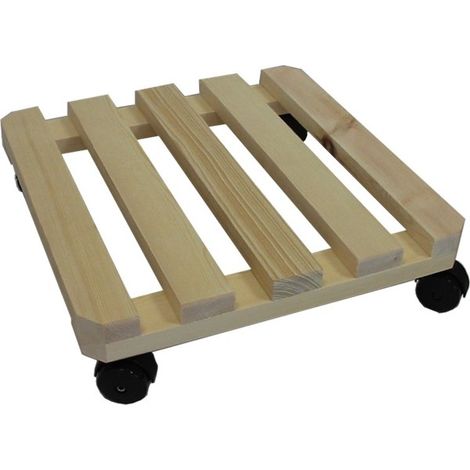 PORTAVASO MOBILE IN LEGNO SCURO CON RUOTE cm.34x34