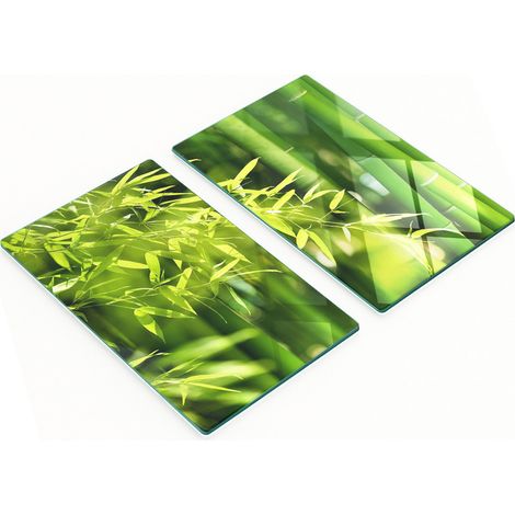 Tablas de cortar decorativas de vidrio para cocina con dise帽o de bamb煤, 2 x 30 x 52 cm.
