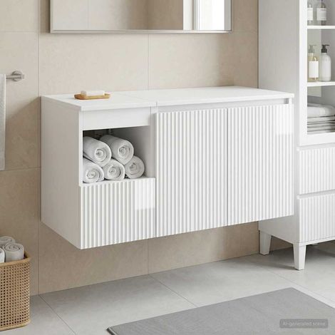 vidaXL Bathroom Furniture Set 2 pcs High Gloss White Engineered Wood (1/5)