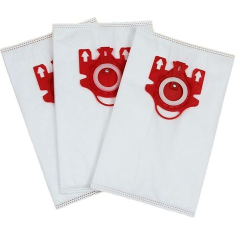 Compatible avec les aspirateurs Miele GN : Sacs à poussière 3D en non-tissé (Rouges) — Lot de 3 (1/5)