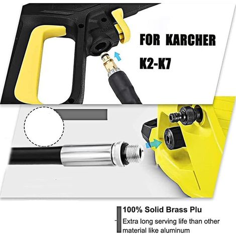 20 m Hochdruckreiniger-Schlauch, 400 bar, 60 °C, kompatibel mit Kärcher K2 K3 K4 K5 K6 K7 Abflussspirale, Hochdruckzubehör mit Strahldüse und Rotationsdüse (1/5)