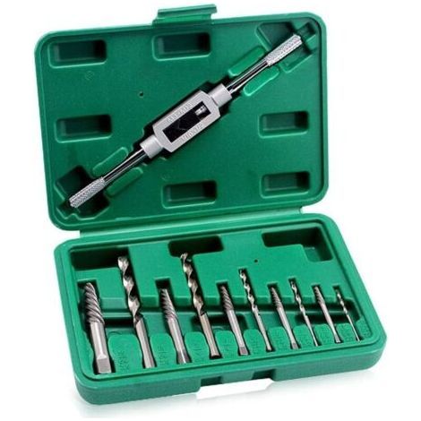 FENOPLASTICAKit d'extraction de vis cassées Ulisem 11 pièces, extracteur de vis endommagées, extracteur de boulon cassé, outil de connexion de foret avec clé de fixation, 3-10 mm (1/4)