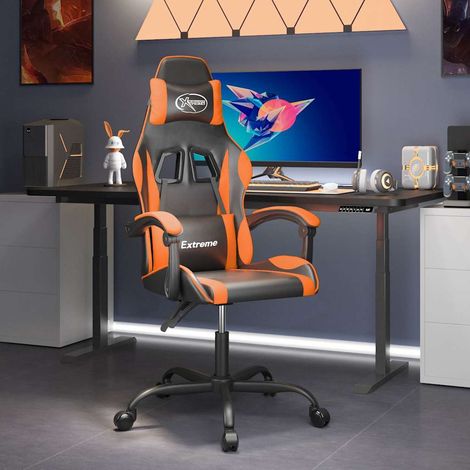 vidaXL Silla gaming cuero sintético negro y naranja (1/5)