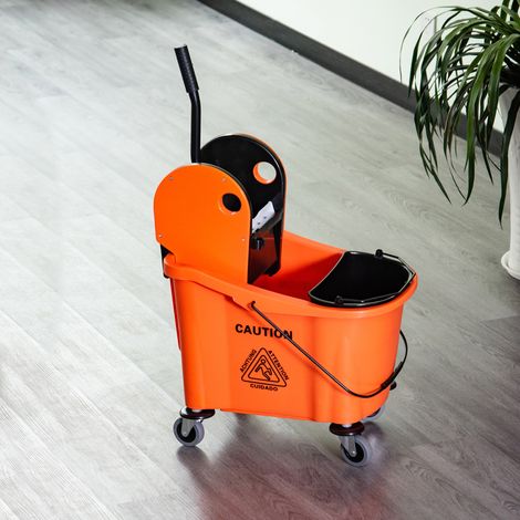 Reinigungswagen mit Eimer und Auswringer 36 L orange HAVRYA (1/3)