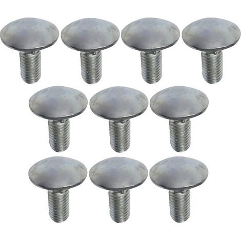 C49000 - Pack of 10 round head square neck body/plow bolts - M8x20mm - zinc plated steel - DIN 603 (1/3)