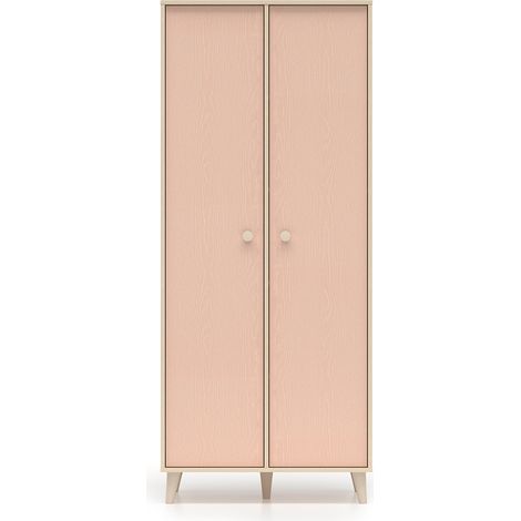 Armadio 2 ante Alycia beige - rosa corallo - effetto marrone 190cm